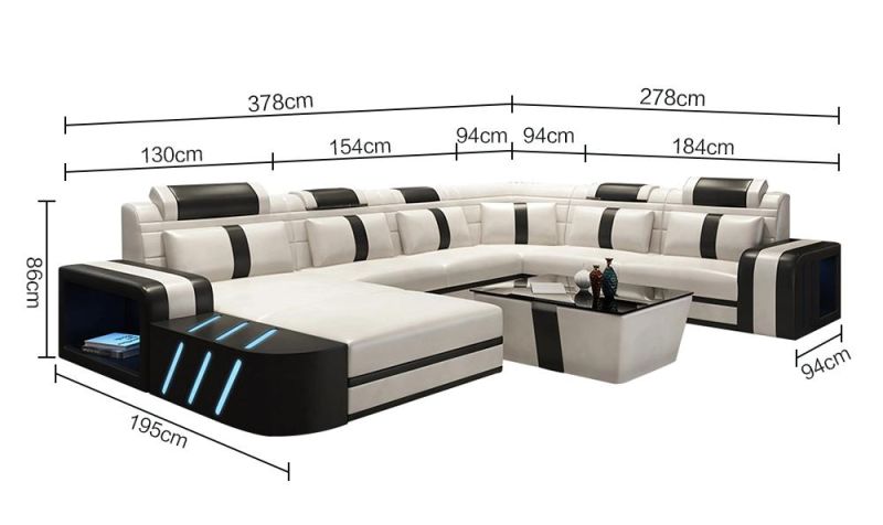 Contemporary Sofa Set Modern Living Room Furniture Leisure Home Functional Genuine Leather Sofa with Good Quality