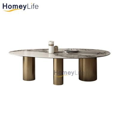 Stainless Steel Marble Dining Table with Chairs Home Furniture Set