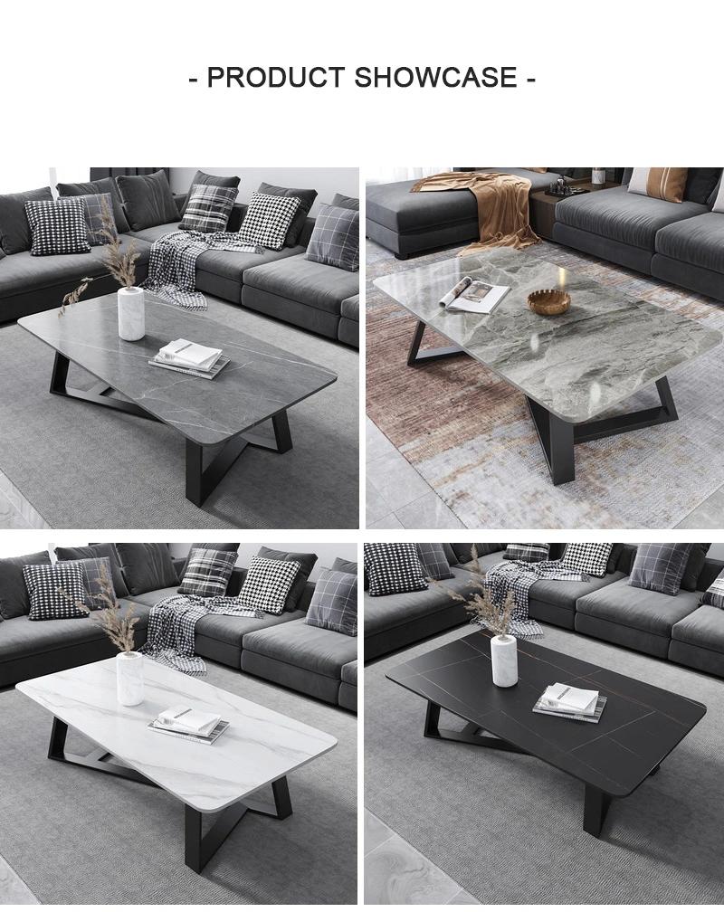 Italian Modern Hardware Furniture Marble Top Square Nesting Coffee Table