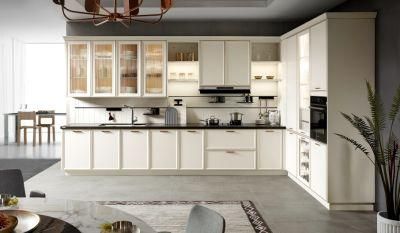 Modern Design Lacquer Finish Custom Made Kitchen Cabinets with Black Granite Countertop
