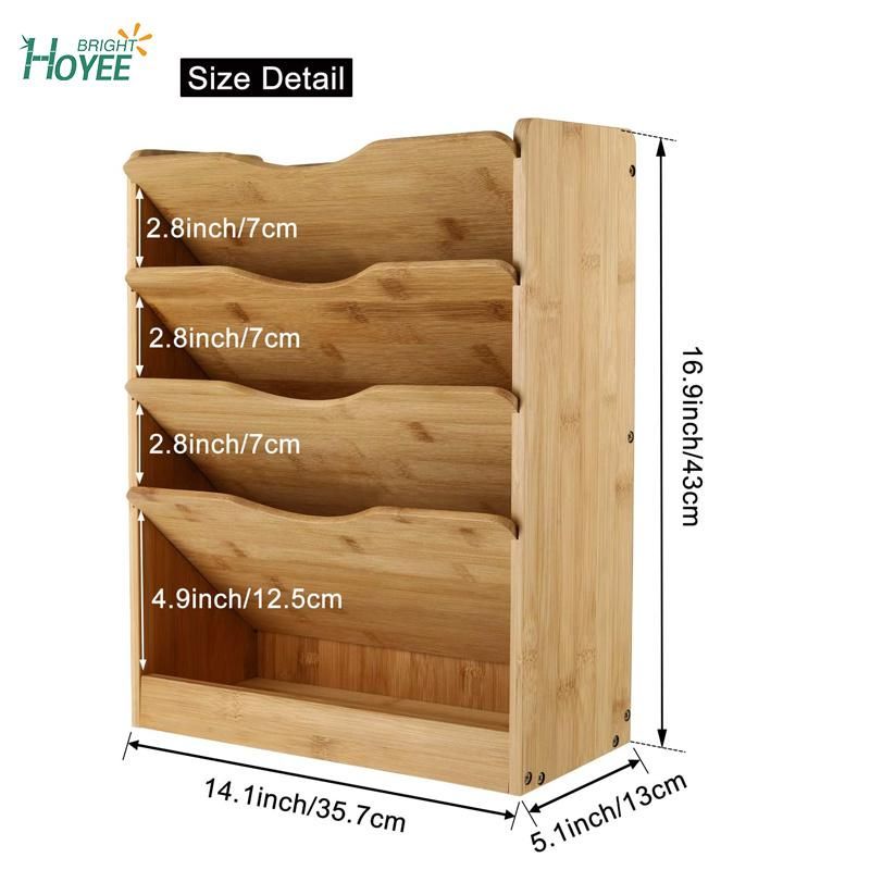 Natural 5 Tier Hanging Bamboo Wall Magazine Rack