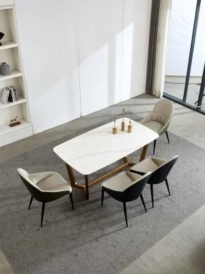 V-Shaped Home Apartment White Rock Beam Dining Table