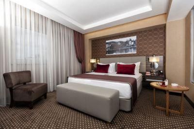 Hotel Bedroom Furniture Modern Leather Wooden Frame King Size Bed Set