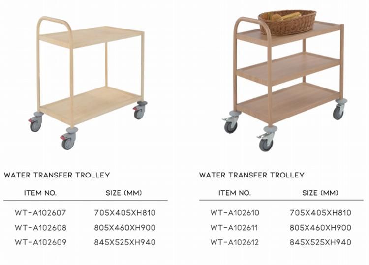2 Tiers Hotel Kitchen Equipment Water Transfer Printing Service Trolley