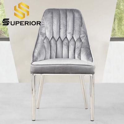 Wholesale Luxury Silver Metal Fabric Dining Chair for Home Furniture