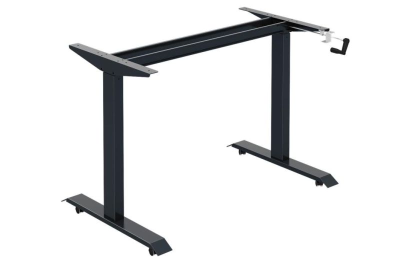 Manual Height Adjustable Black Color Table Frame Office Desk