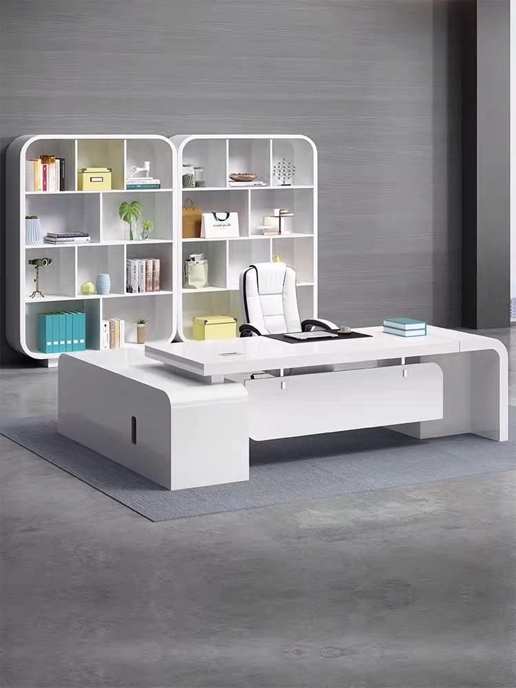 New Luxury Modern Simple Elegant Office Furniture White Wooden Boss Desk