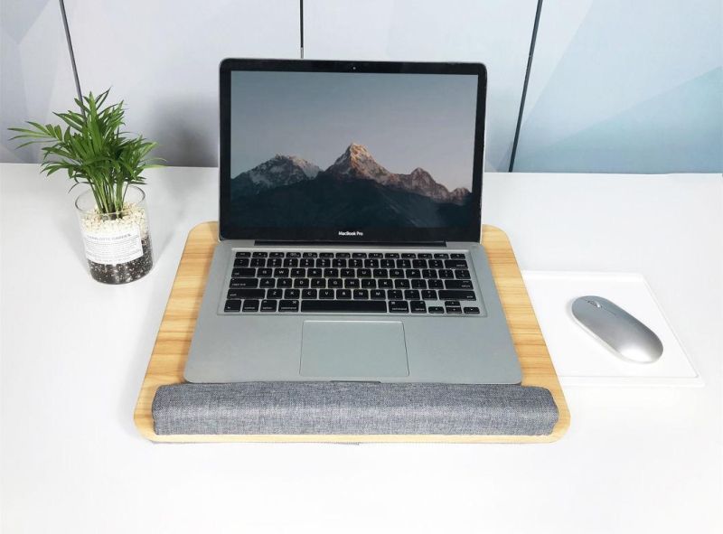 Lap Desk with Phone Holder and Device Ledge Fits up to 15.6 Inch Laptops 100% Bamboo Surface Laptop Table Portable Laptop Stand