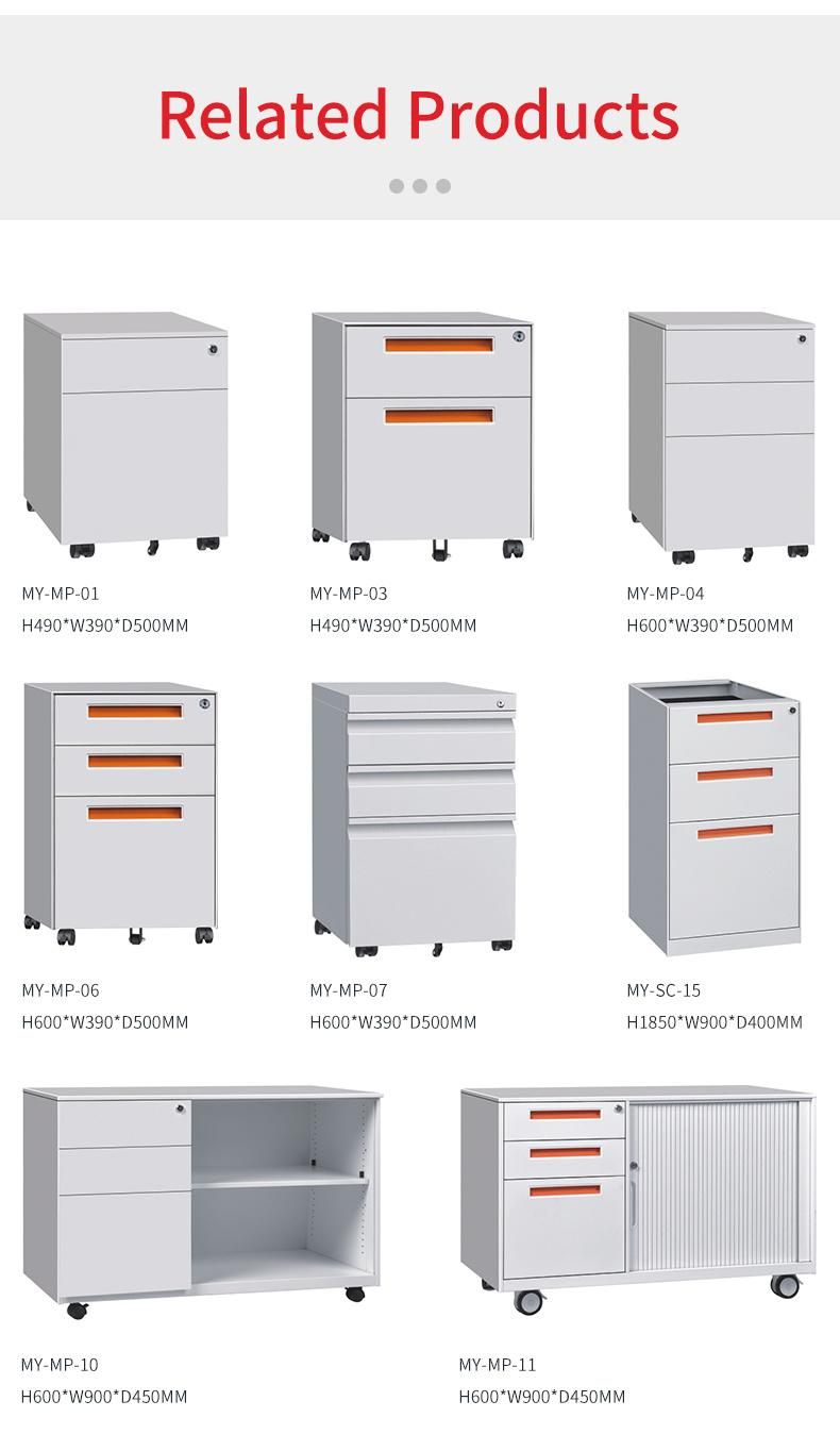 Modern Simple Office 3 Drawer Metal Hand Mobile Cabinet