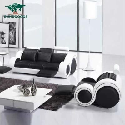 Hot Selling Euro Living Room Modern Furniture Fabric, Leather Sofa in Black