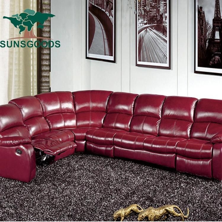 European Style Modern Home Theater Furniture Recliner Leather Cinema Sofa