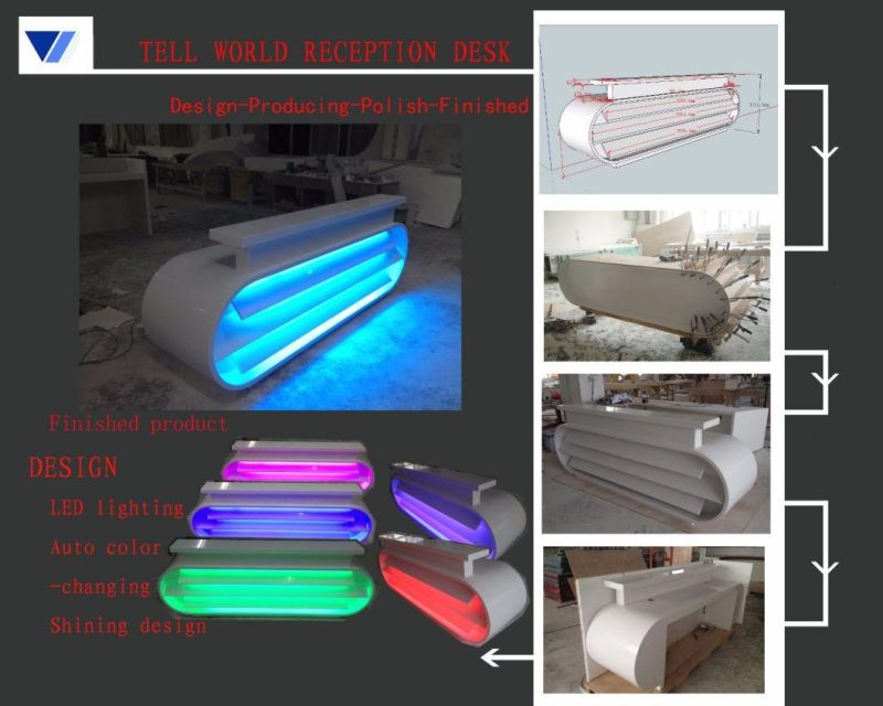 Customized Corian Acrylic Solid Surface LED Lighting Bar Counter