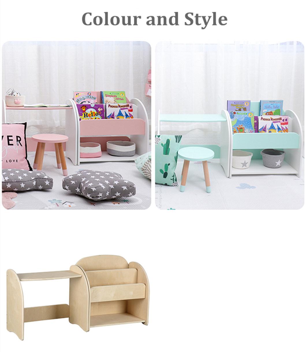 Nordic Modern Kids Wooden Bookshelf and Table Children Furniture Set