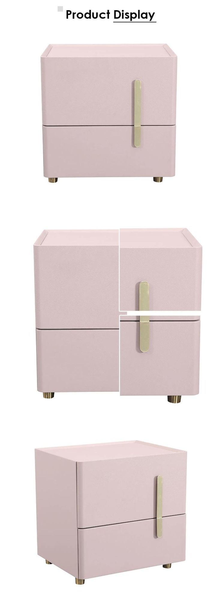 Modern European Style Furniture Artificial Leather Pink Nightstands