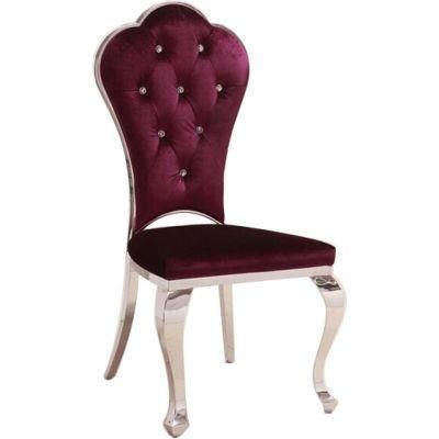Modern Silver Metal Burgundy Velvet Luxury Hotel Chair Flower Shape Design Wedding Sofa Chair