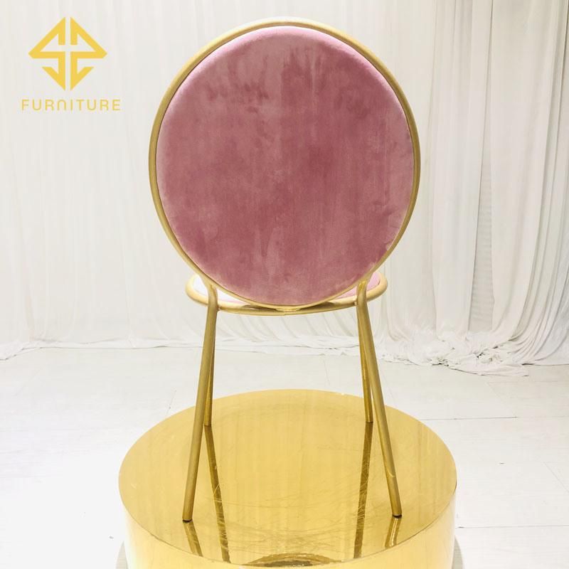 Elegant Event Furniture Velvet Fabric Seat Pink Dining Chair