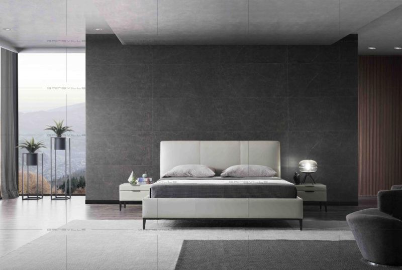 New Design Italy Modern Double Customized Home Leather Wall Bed in Bedroom Furniture