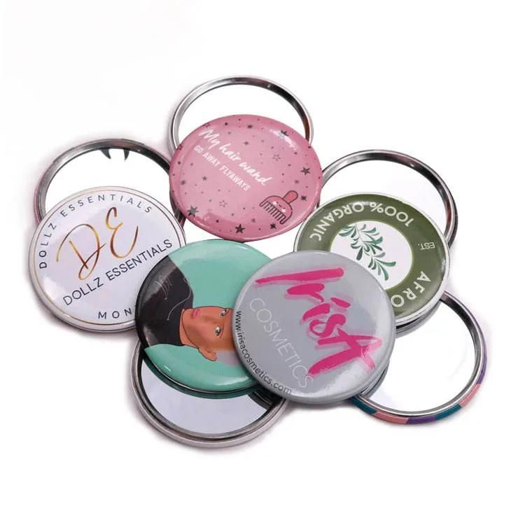 Customized Wholesales Color Mini Makeup Hand Held Cosmetic Stainless Steel Leather Pocket Mirror