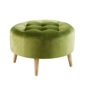 Modern Wooden Velvet Home Hotel Office Living Room Bedroom Furniture Round Pouf Kids Ottoman Dining Chair