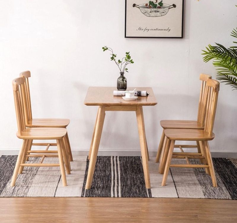 Nordic Style Home Furniture Modern Coffee Restaurant Wood Legs MDF Table Top Rectangle Dining Table and Chair Set