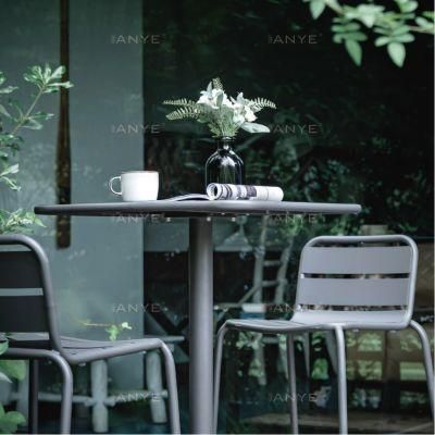 Modern Cafe Furniture Dark Grey Steel High Table and Chair Outdoor Patio Bar Furniture Set