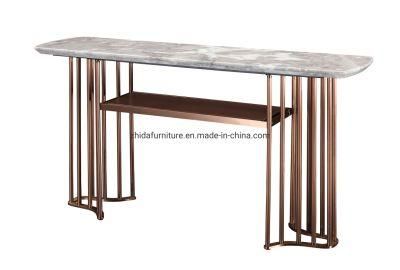 Modern Furniture Stainless Steel Marble Top Console Table