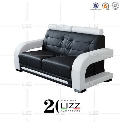 Modern Luxury Home Furniture Top-Grain Genuine Leather Sofa with Adjustable Headrest