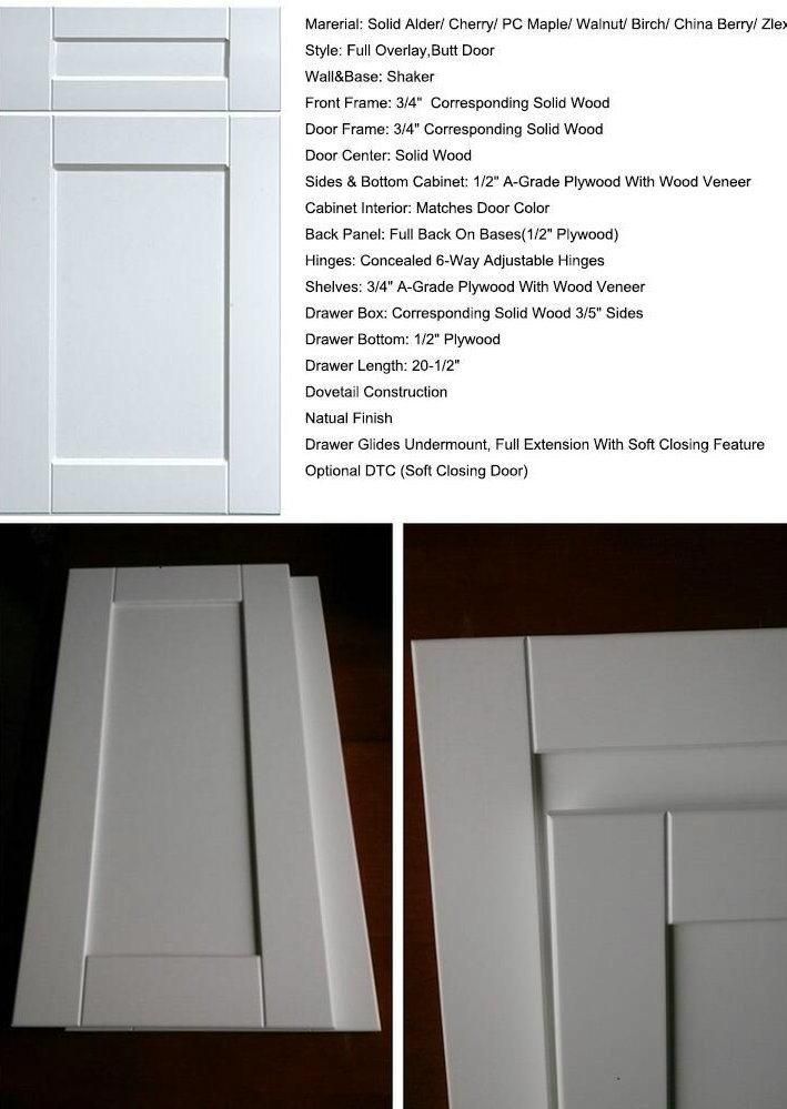 America Standard White Shaker Door Solid Wood Kitchen Cabinet