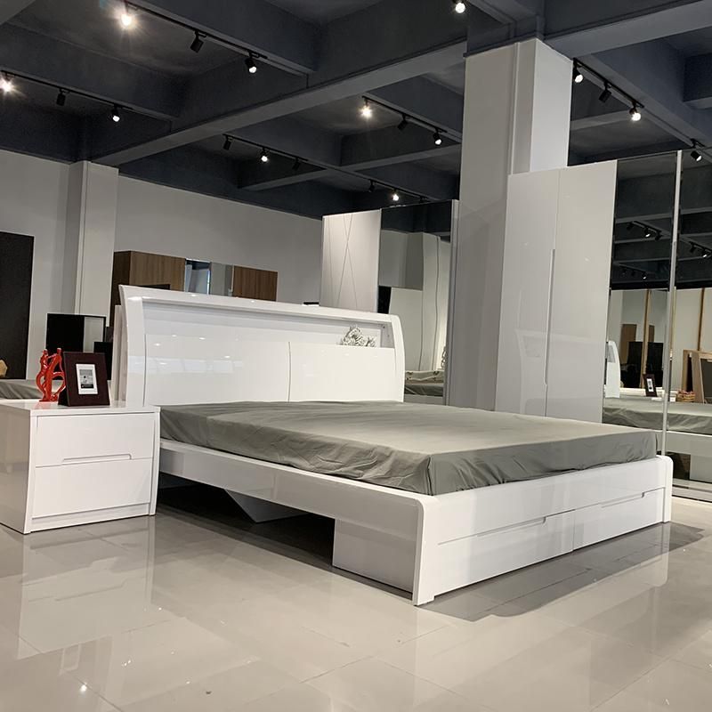 Nova High Quality Modern White High Gloss Bedroom King Size Bed Set Home Furniture Set