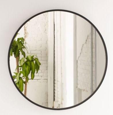 30in Round Shape Black Golden Decorative Bathroom Metal Frame Mirror