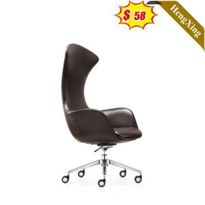 Modern Home Living Room Office Dark Brown PU Leather Sofa Lounge Chair with Wheels