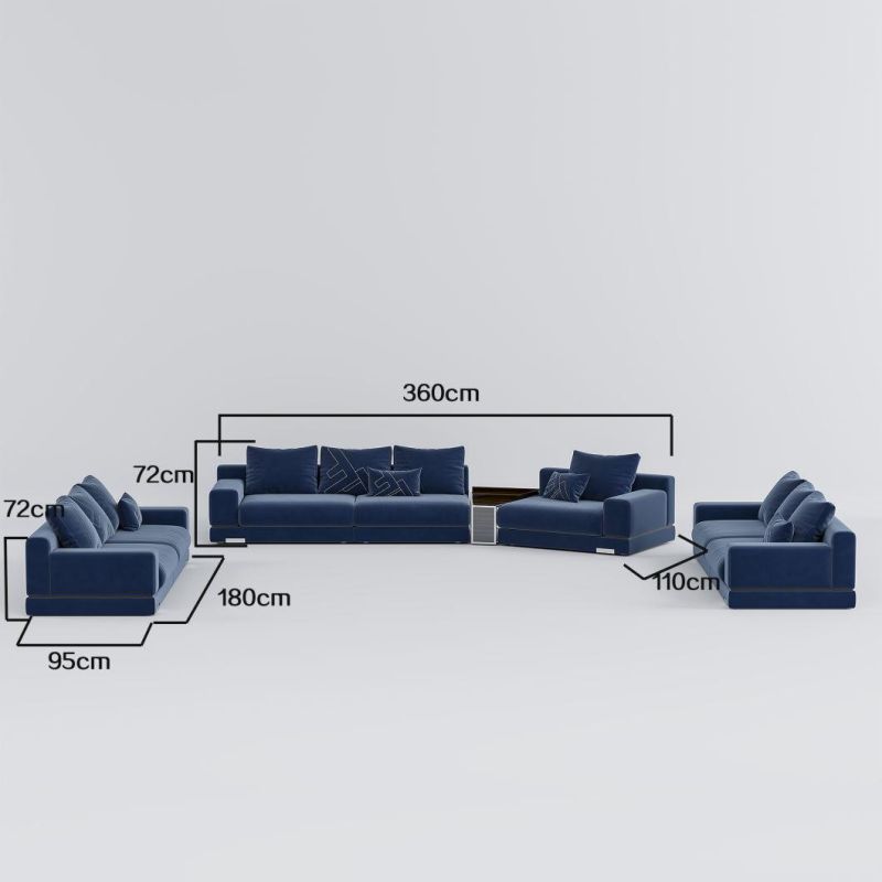Hot Selling European Modern Design Sectional Home Furniture Leisure Fabric Sofa with Middle Table