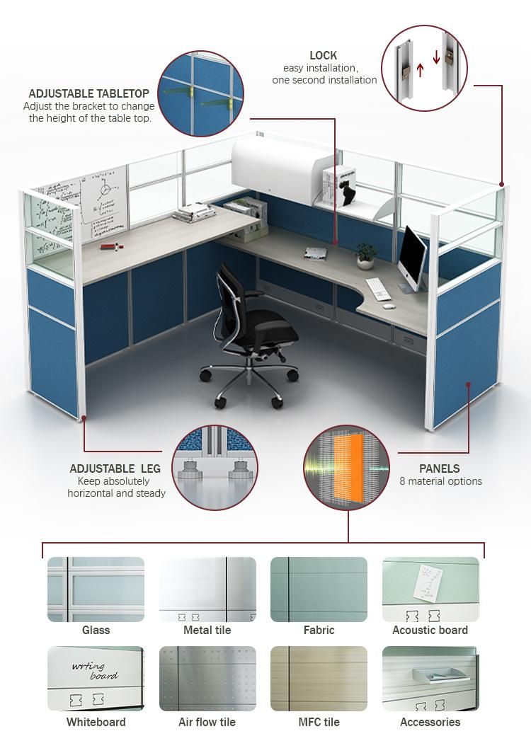 Offical Table Desk L Shape Partition Modular Cubicle Office Furniture