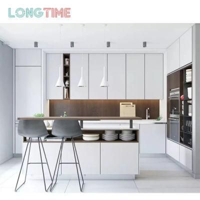 Factory Direct Sale New Home Furnishings Wooden Products Veneer Lacquer Finish Handleless Design Kitchen Cabinets with Kitchen Island
