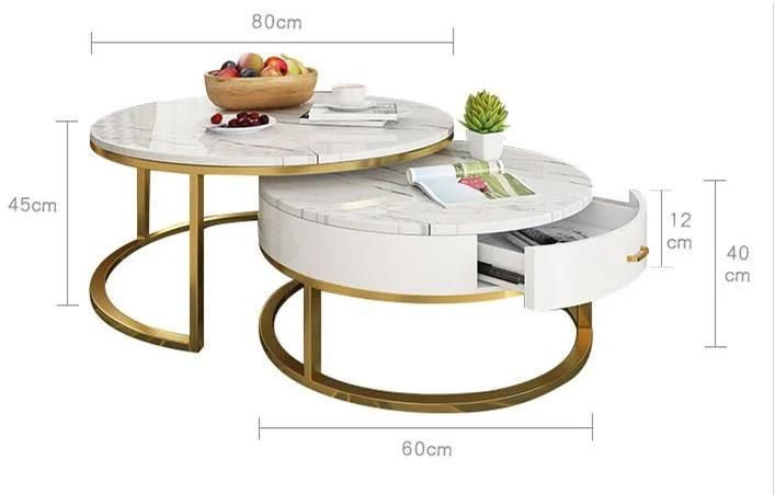 Amazon Hot Sale Modern Living Room Metal Frame Marble Round Top Coffee Table