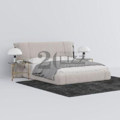 Factory Hot Sale Modern Simple King Size Bedroom Furniture Luxury Home Hotel Fabric Bed with Good Quality