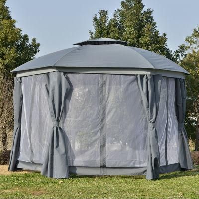 Durable Modern Furniture Solid Aluminum Deluxe Patio Double Roof Gazebo