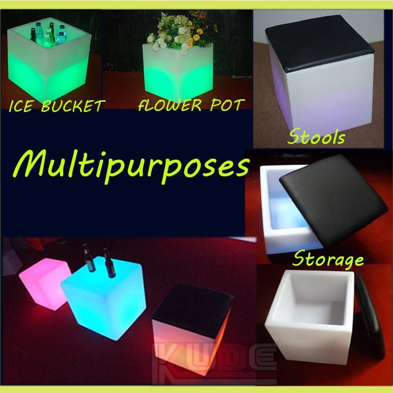 Cube Semi-Hollow Outdoor/Indoor Rechargeable LED Light Furniture
