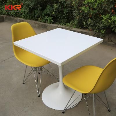 2 Seater Restaurant Furniture Square Solid Surface Dining Table