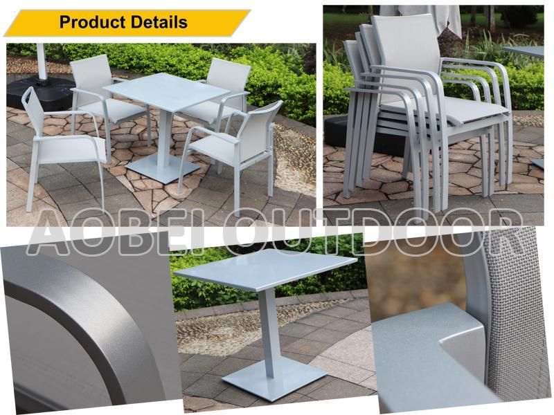 Modern Chinese Outdoor Garden Home Hotel Resort Restaurant Cafe Stackable Textilene Dining Chair Table Furniture