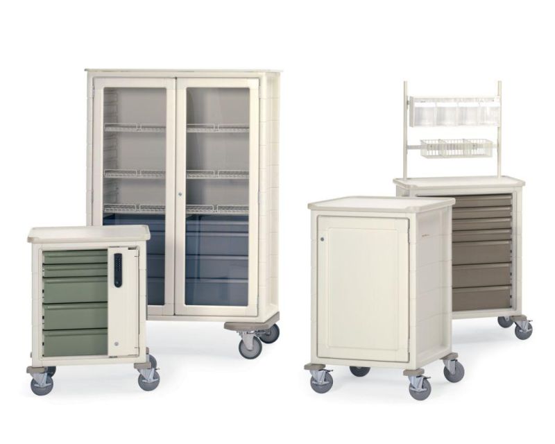 Medical Device Nursing Patient Hospital Furniture 5 Layers Medical Cart ABS Emergency Trolley