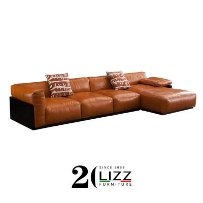 Modern Miami Home Furniture L Shape Corner Luxury Genuine Leather Sofa