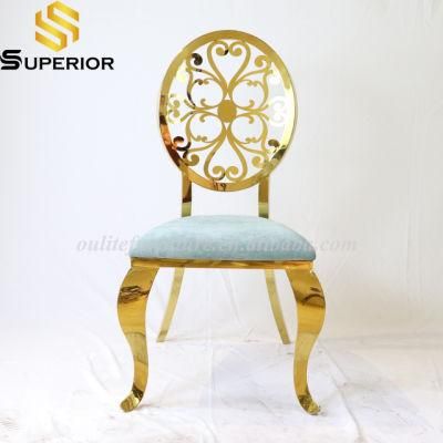 Royal Flower Decoration Back Golden Stainless Steel Wedding Chair