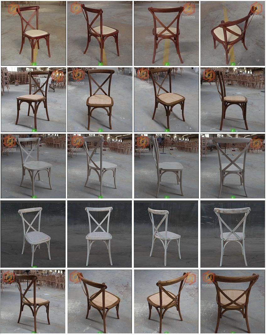 Modern Hotel Garden Furniture Wedding Rental Wood and Resin Cross Back Chair