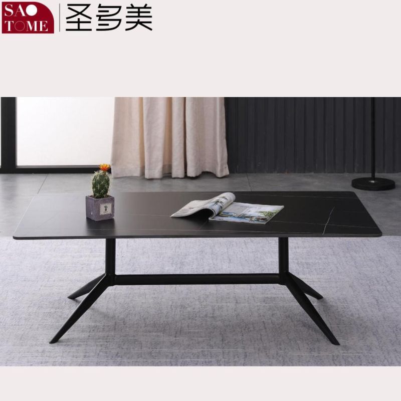 Modern Living Room Furniture Rectangular Stainless Steel Foot Slate/Marble Coffee Table