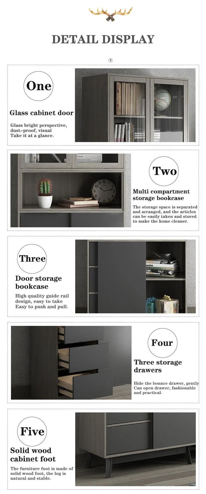 Modern Tall Bookshelf with Drawer Floor-Sitting Bookcase for Home Office Furniture