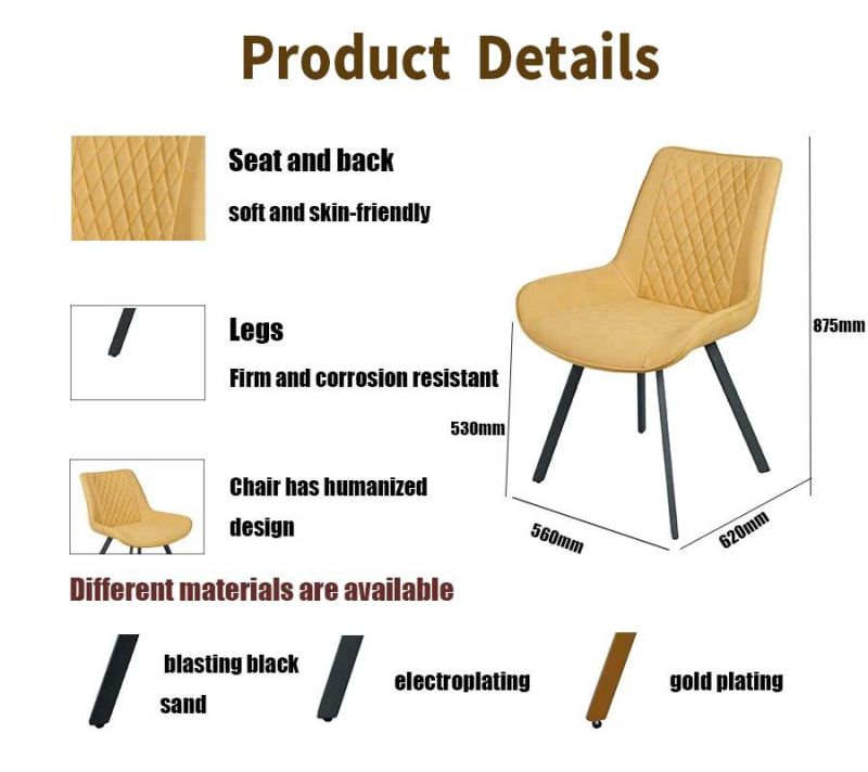 Outdoor Garden Patio Furniture Table Chair Sofa Modern Restaurant Cafe Furniture PU Leather Dining Chair for Home Furniture