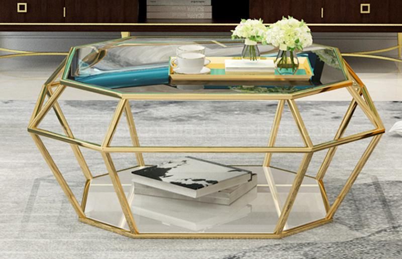2020 China New Designs Gold Metal Coffee Table