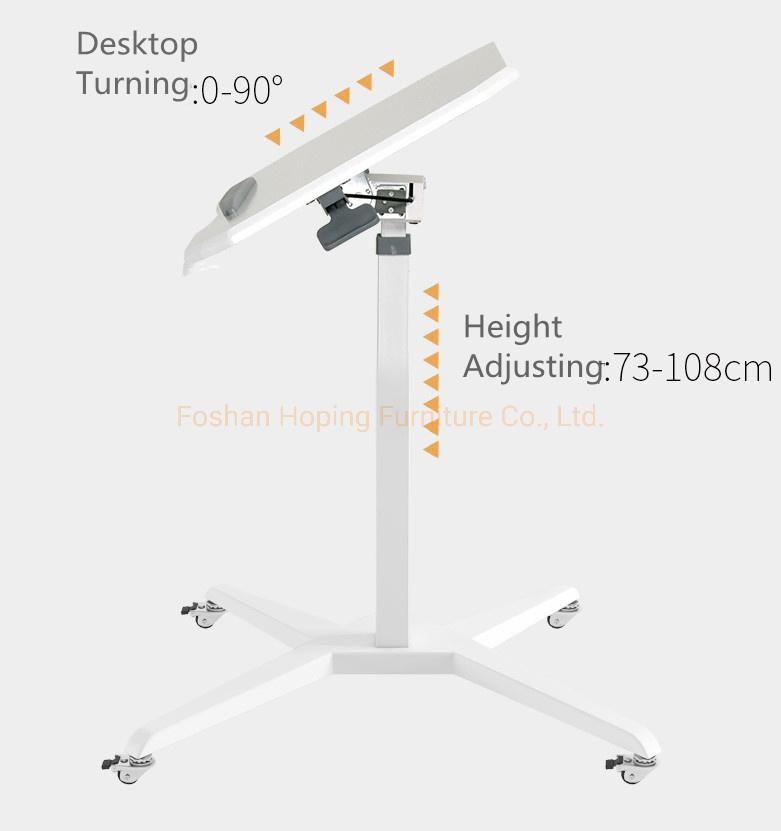 Moving Bed Plus High-Function Tilting Writing Desk Dormitory Small Hospital Board Single Column Pneumatic Height Adjustable Sit Stand Mobile Computer Table