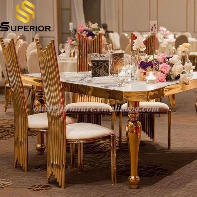 New Wedding Design High Back Dining Chair with Golden Legs